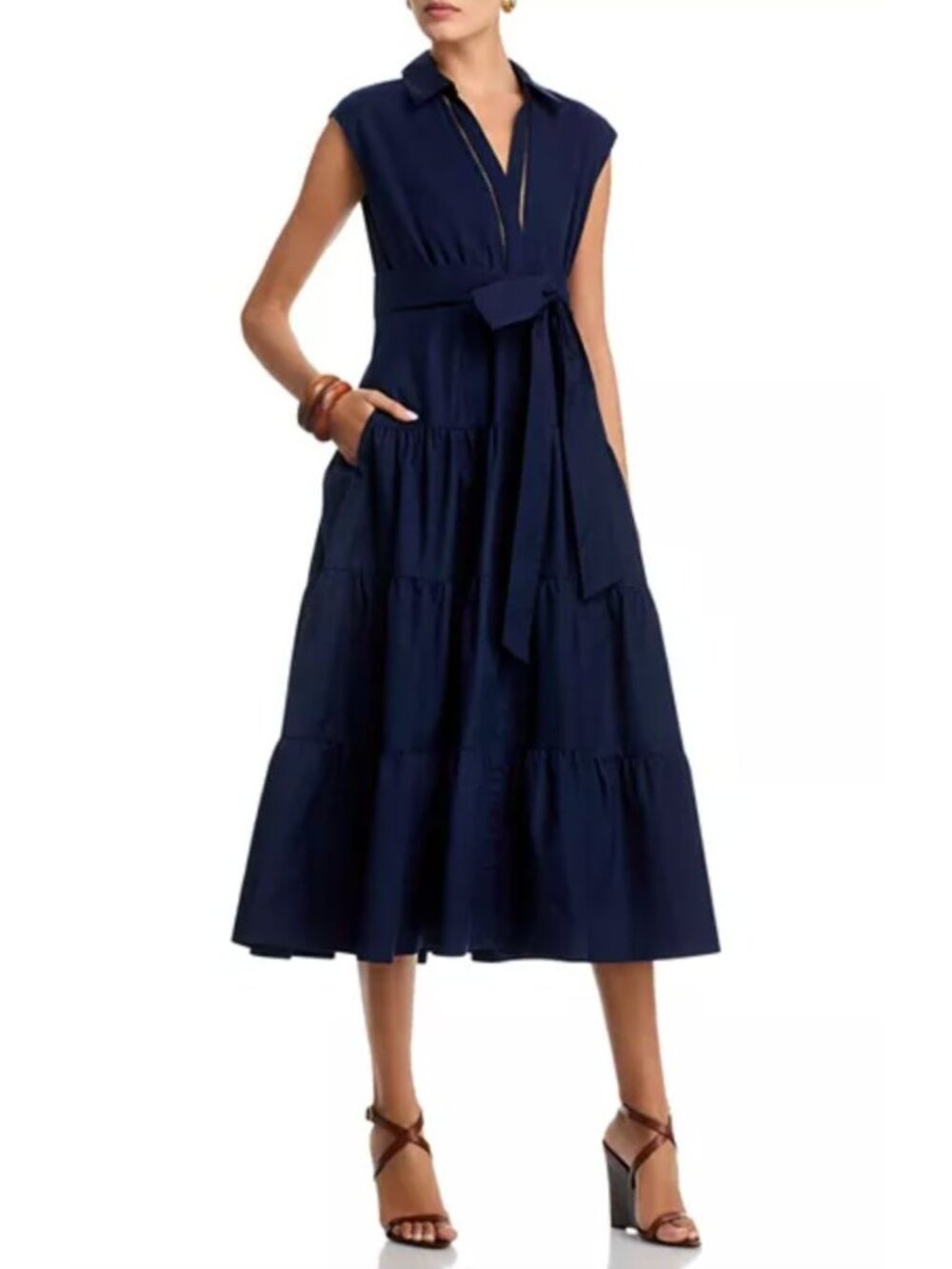 Kobi Halperin $495 Bea Midi Wrap Dress Size Medium  in Midnight Blue
